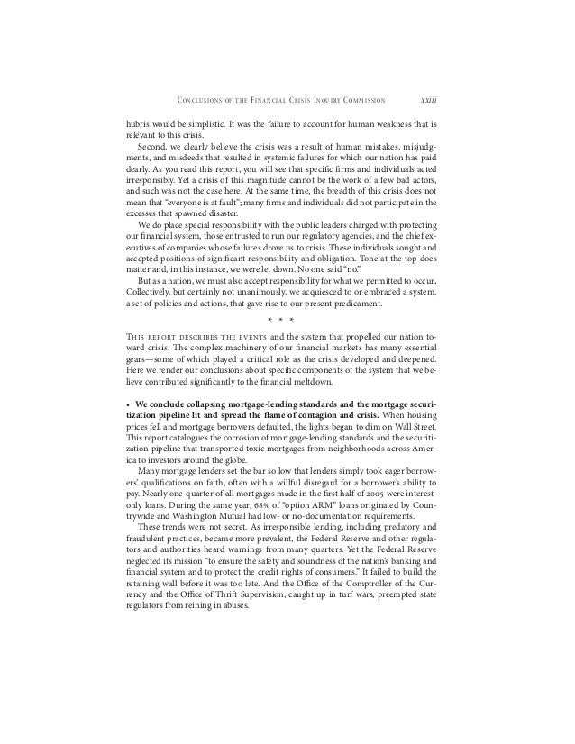 Conclusions of the Financial Crisis Inquiry Commission